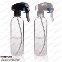 250ml Boston round PET gardening barber shop liquid detergent plastic trigger spray bottle for cosmetic packaging wholesales