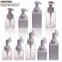 250ml 400ml square PETG plastic soft silicone brush soap foam pump bottle for facial cleanser